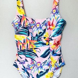 NWT Square-Neck Floral One Piece Swimsuit